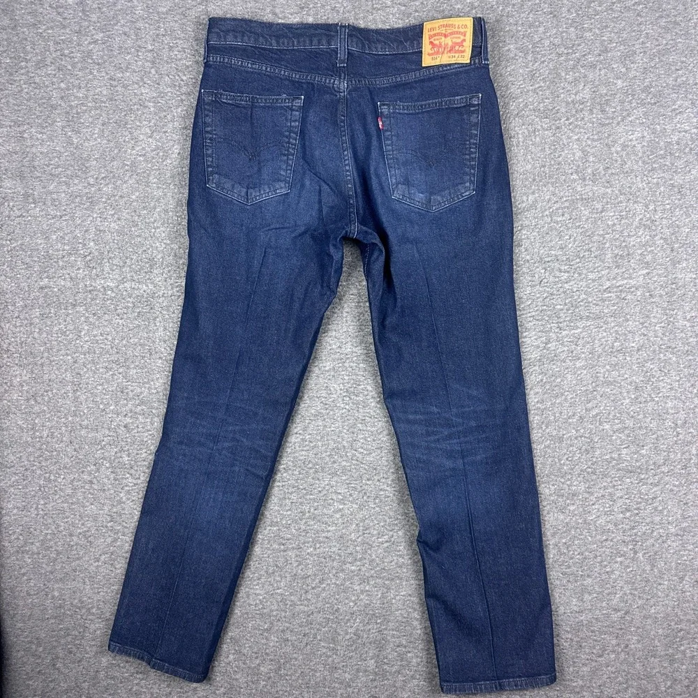 Levis 514 Jeans Mens 34x32 Blue Denim Straight Leg Stretch Denim Zip‎ Fly
